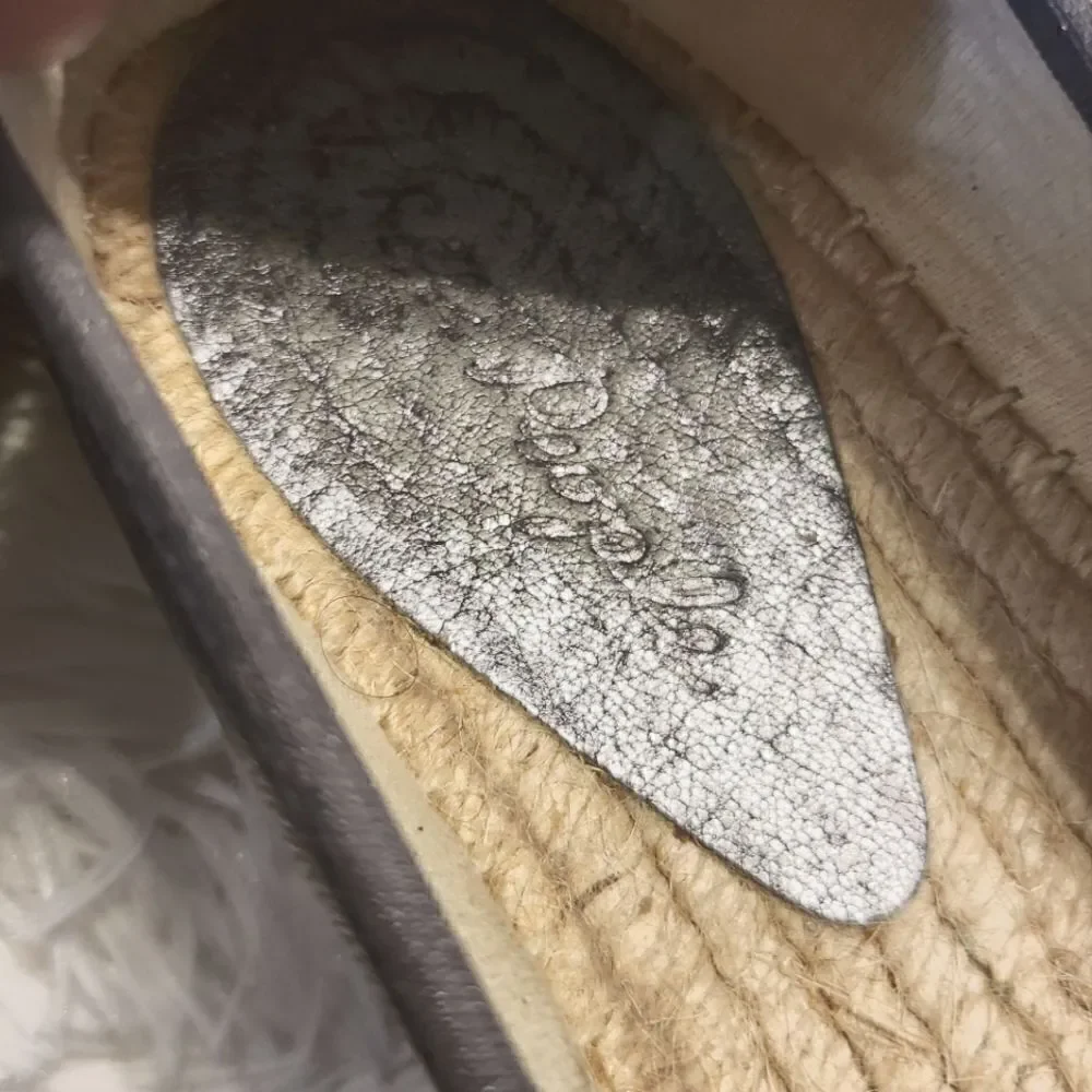 Free People Maya Wrap Espadrille Ballet Flats Metallic Gray Size 36 US 6